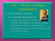 Unit 5 - Models of Output Determination