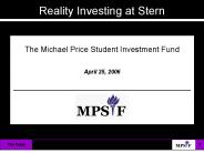 Reality Investing at Stern