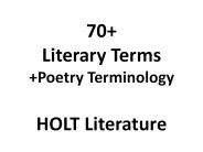 70  Literary Terms  Poetry Terminology HOLT Literature