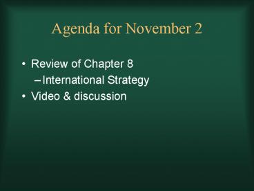 Agenda for November 2