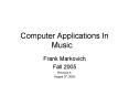 Computer Applications In Music