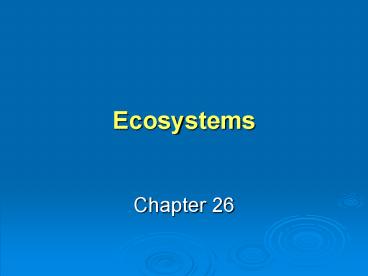 Ecosystems