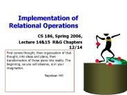 Implementation of Relational Operations