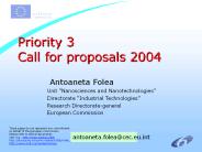Priority 3 Call for proposals 2004