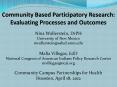 Community Based Participatory Research: Evaluating Processes and Outcomes PowerPoint PPT Presentation