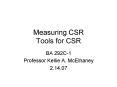 Measuring CSR Tools for CSR PowerPoint PPT Presentation