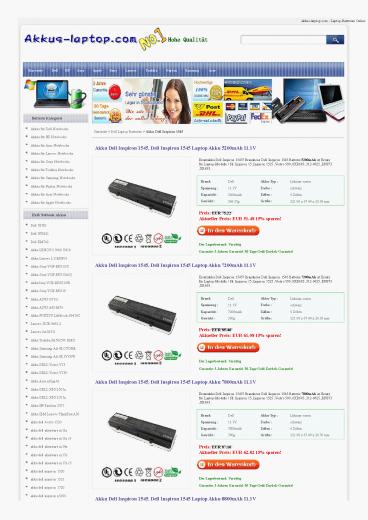 Akku Dell Inspiron 1545, Dell Inspiron 1545 Laptop Akku