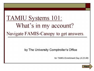 TAMIU Systems 101: What