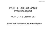 WLTP-E-Lab Sub Group Progress report WLTP-DTP-E-LabProc-053