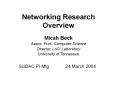 Networking Research Overview PowerPoint PPT Presentation