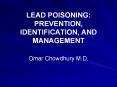 LEAD POISONING: PREVENTION, IDENTIFICATION, AND MANAGEMENT PowerPoint PPT Presentation
