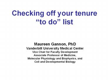 Checking off your tenure 