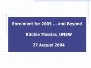 Enrolment for 2005 