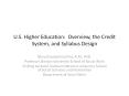 U.S. Higher Education: Overview, the Credit System, and Syllabus Design PowerPoint PPT Presentation
