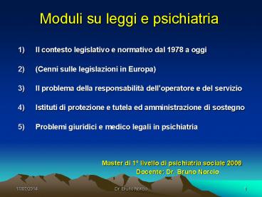 Moduli su leggi e psichiatria