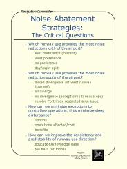 Noise Abatement Strategies: The Critical Questions