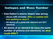 Isotopes and Mass Number