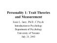 Personality 1: Trait Theories and Measurement PowerPoint PPT Presentation