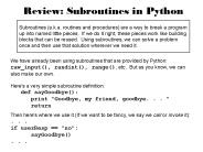 Review: Subroutines in Python