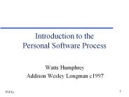 Introduction to the Personal Software Process