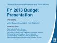 Office of Government Relations and Public Affairs  FY 2013 Budget Presentation PowerPoint PPT Presentation