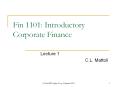 Fin 1101: Introductory Corporate Finance PowerPoint PPT Presentation