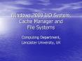 Windows 2000 I/O System, Cache Manager and File Systems PowerPoint PPT Presentation