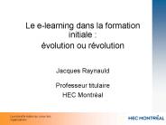 Le e-learning dans la formation initiale :