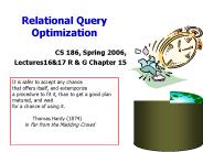 Relational Query Optimization
