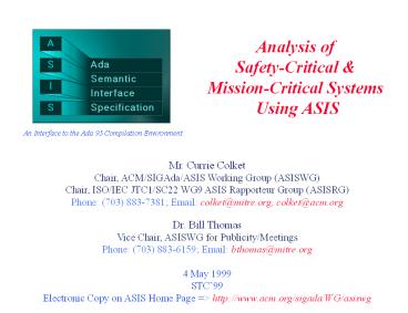 Analysis of Safety-Critical