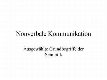 Nonverbale Kommunikation