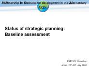 Status of strategic planning: Baseline assessment