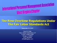 The New Overtime Regulations Under The Fair Labor Standards Act