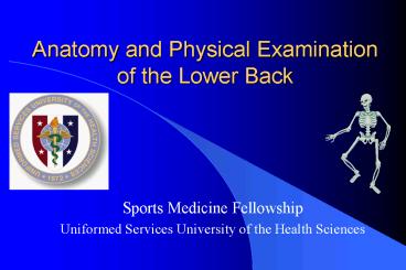 Anatomy and Physical Examination of the Lower Back