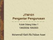 JTW101 Pengantar Pengurusan
