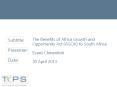 The Benefits of Africa Growth and Opportunity Act (AGOA) to South Africa PowerPoint PPT Presentation