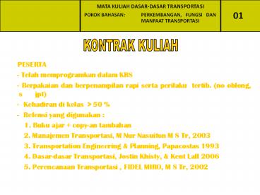 MATA KULIAH DASAR-DASAR TRANSPORTASI