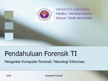 Pendahuluan Forensik TI