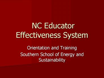NC Educator Effectiveness System