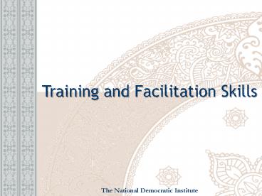 Training and Facilitation Skills