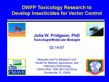 DWFP Toxicology Research to