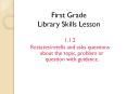 First Grade Library Skills Lesson PowerPoint PPT Presentation