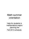 Math summer orientation PowerPoint PPT Presentation