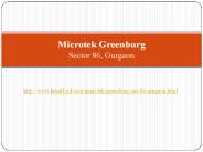 Microtek Greenburg Latest Residential Project Sector 86 Gurgaon