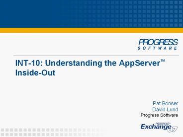 INT-10: Understanding the AppServer