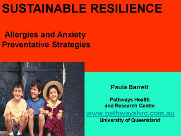 Paula Barrett Research about Allergy and Anxiety