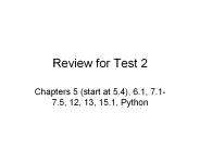 Review for Test 2