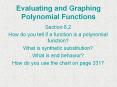 Evaluating and Graphing Polynomial Functions PowerPoint PPT Presentation