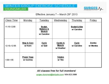 All classes free for full members!