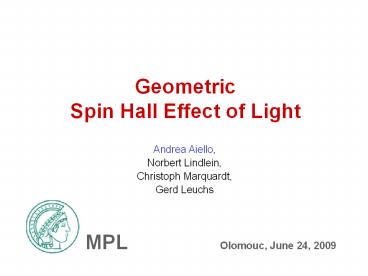Geometric Spin Hall Effect of Light